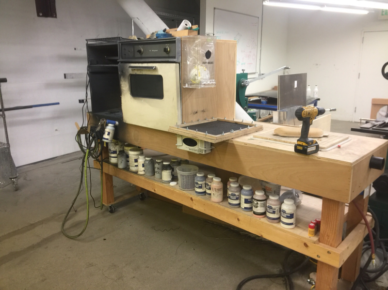 Nonis’ “hot work” station, getting ready to make a defroster duct.